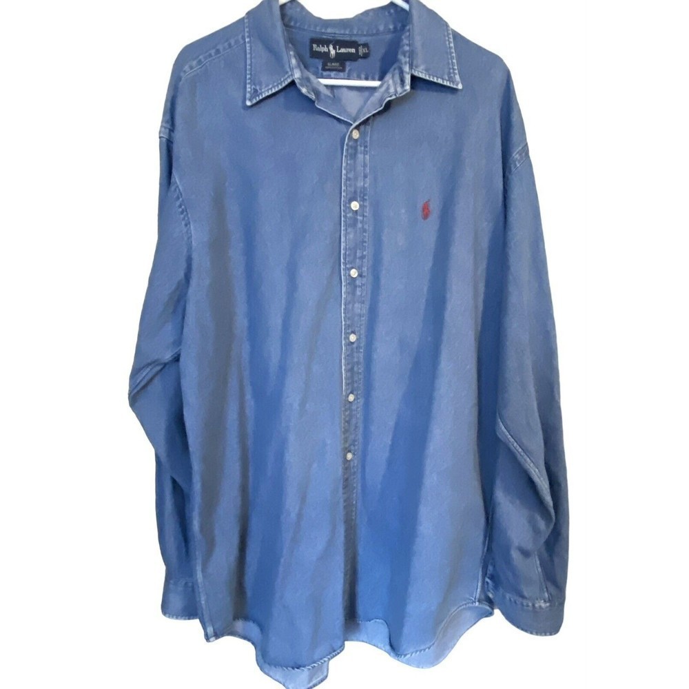 RALPH Lauren Shirt Blaire Cotton Men’s Denim Shirt Size XL Blue Long Sleeve